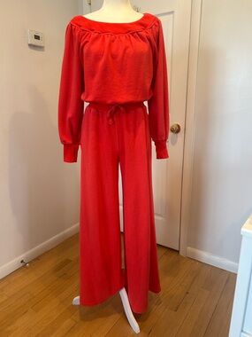 Free People Red/Rouge one-piece with pockets and thumb holes!